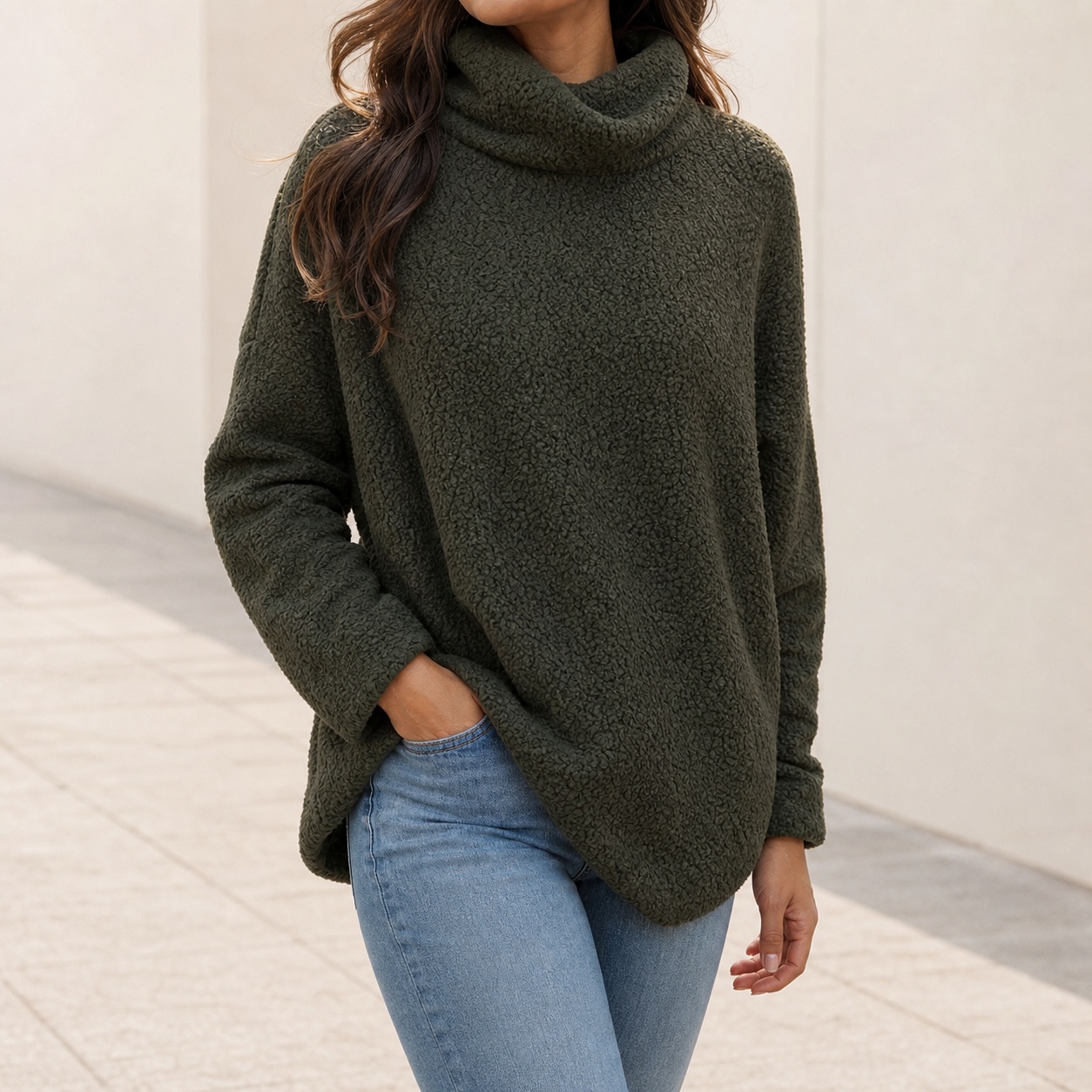 Winter Clothing On Sale Women'S - Women's Winter Turtleneck Oversized Thick Solid