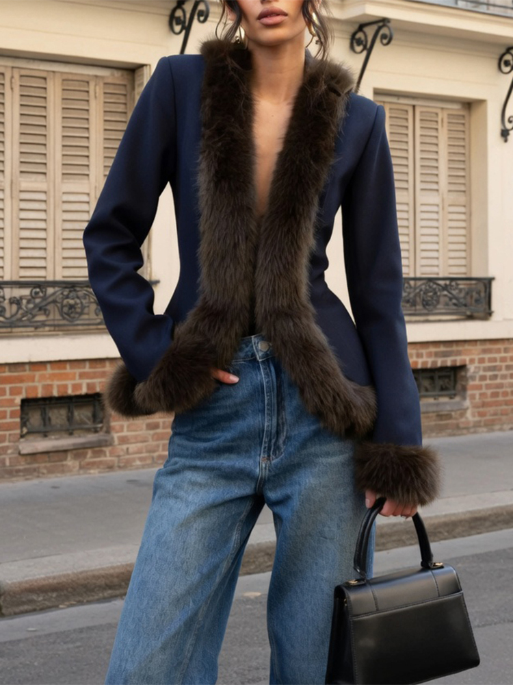 Winter Clothing Women Sale - Women's Fur Patchwork Skirt Suit Retro
